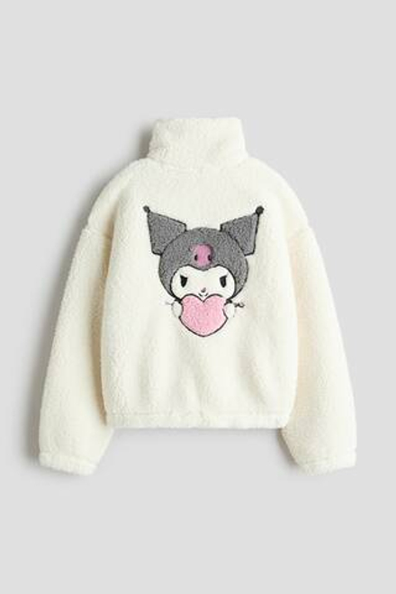 H&M Плюшевая куртка с принтом, белый