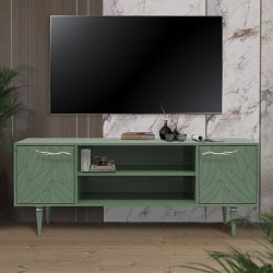 Тумба под ТВ Арт Колор leaves 155см Классик Сильвер Зеленый нефрит