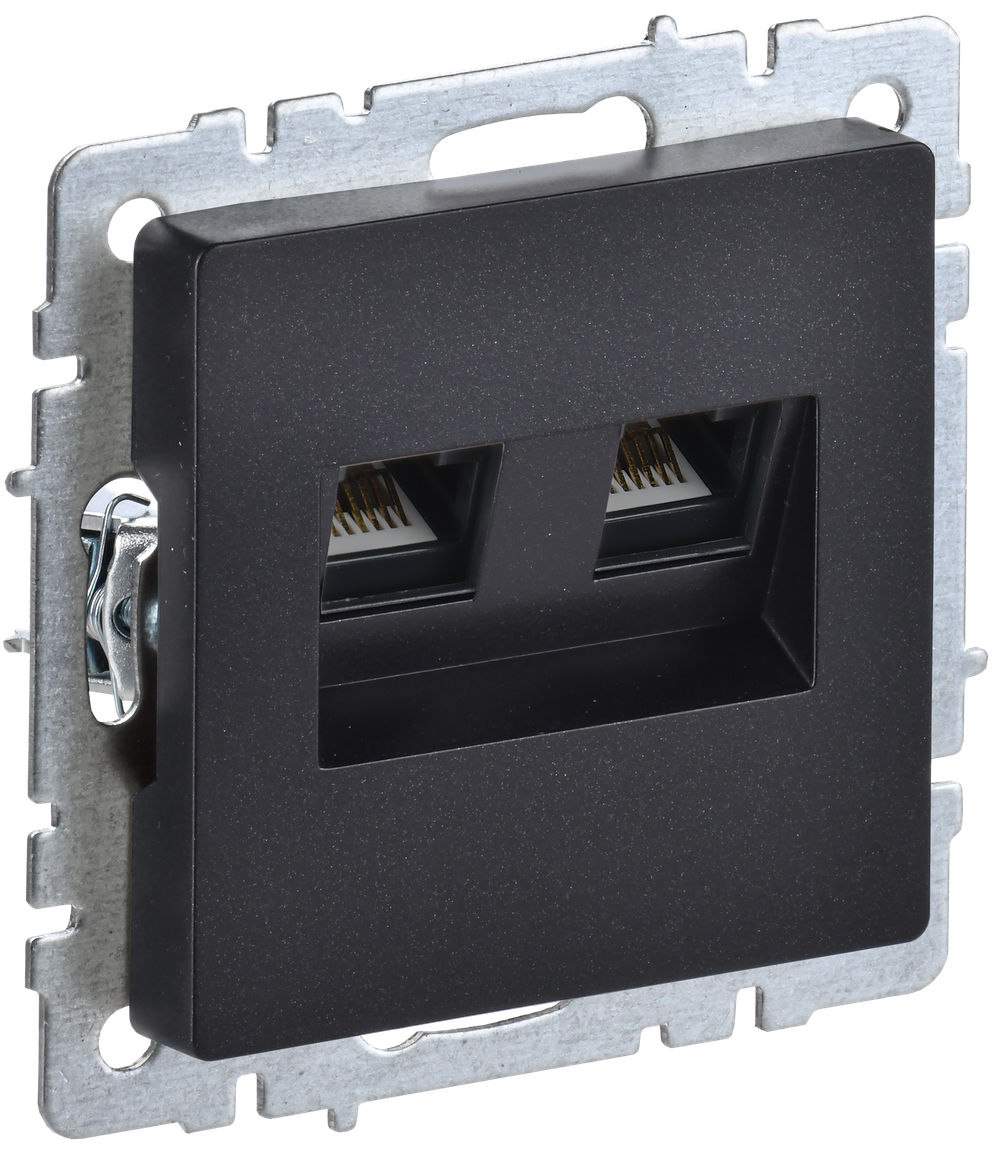 BRITE Розетка двойная RJ11+RJ45 кат.5E РК/Т12-БрЧ черный IEK