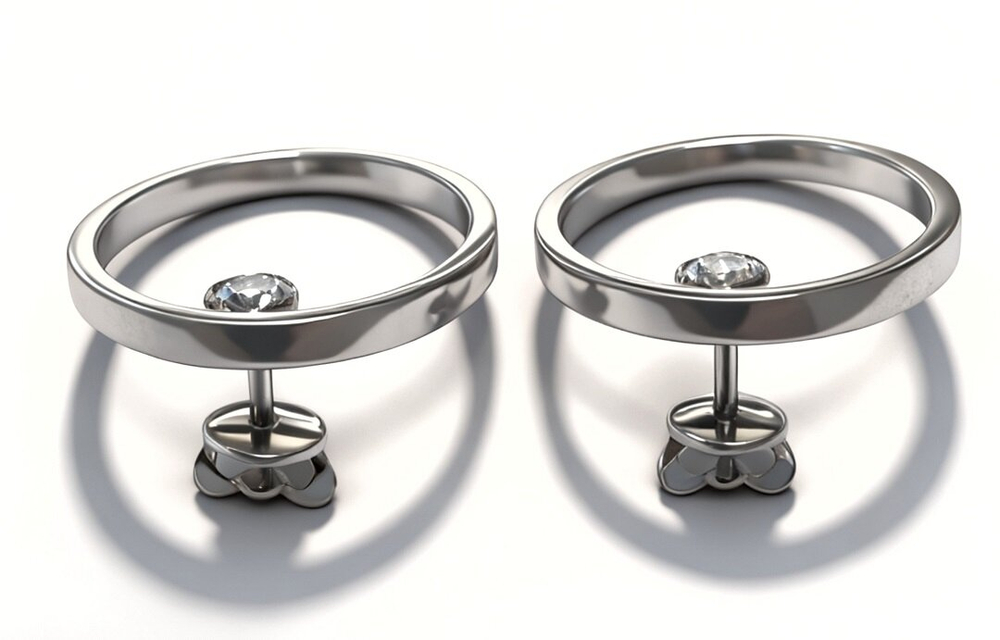 Ювелирные серьги-пусеты из серебра 925 пробы