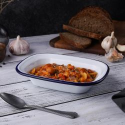 Блюдо для подачи 18*13 см h4 см 400 мл Blue Rim эмалированая сталь SUNNEX [1]