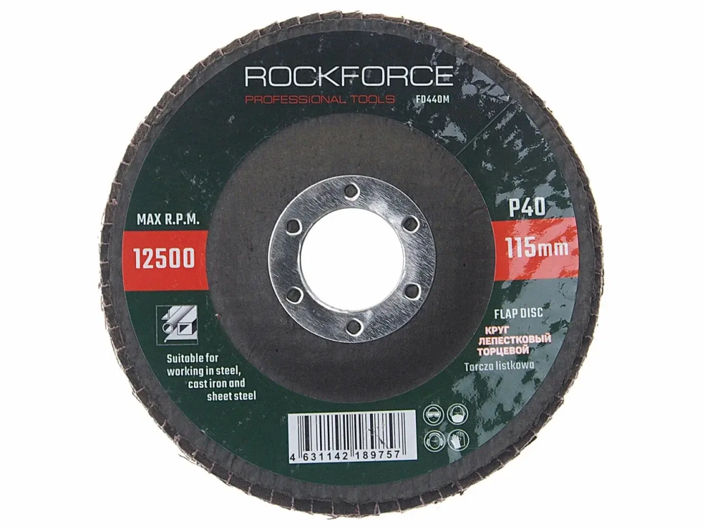 Диск лепестковый торцевой 115х22мм P40 ROCKFORCE RF-FD440M