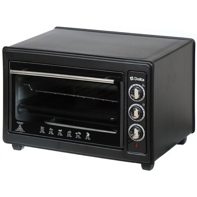 Духовка электрическая, Delta, D-0123, 37 л, 1300 Вт, с терм, тен повыш мощн,2 нагрев элем, чер