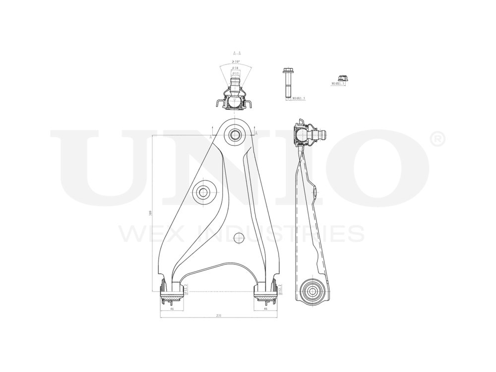 Рычаг подвески поперечный передний нижний левый UNIO SSP-40014