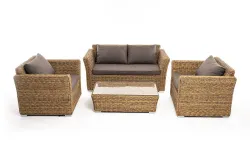 "Капучино Сингл" лаунж-зона из искусственного ротанга (гиацинт), цвет соломенный