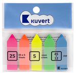 Закладки клейкие KUVERT "Sticky", 12 х 45 мм, стрелки, пластиковые,  5 цв х 25 листов