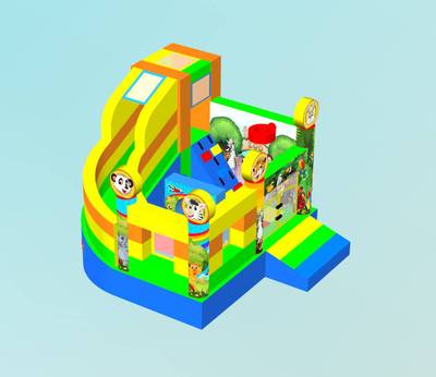 Детский надувной батут "Попугайчики и их друзья", размер 3,5*3*2,7 м