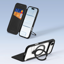 Чехол книжка с поддержкой MagSafe от Dux Ducis для iPhone Air, серия Skin X Pro Series Case (версия с магнитной откидной подставкой)