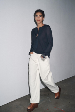 ZARA ОДНОТОННЫЙ ТРИКОТАЖНЫЙ ДЖЕМПЕР, МОРСКОЙ СИНИЙ