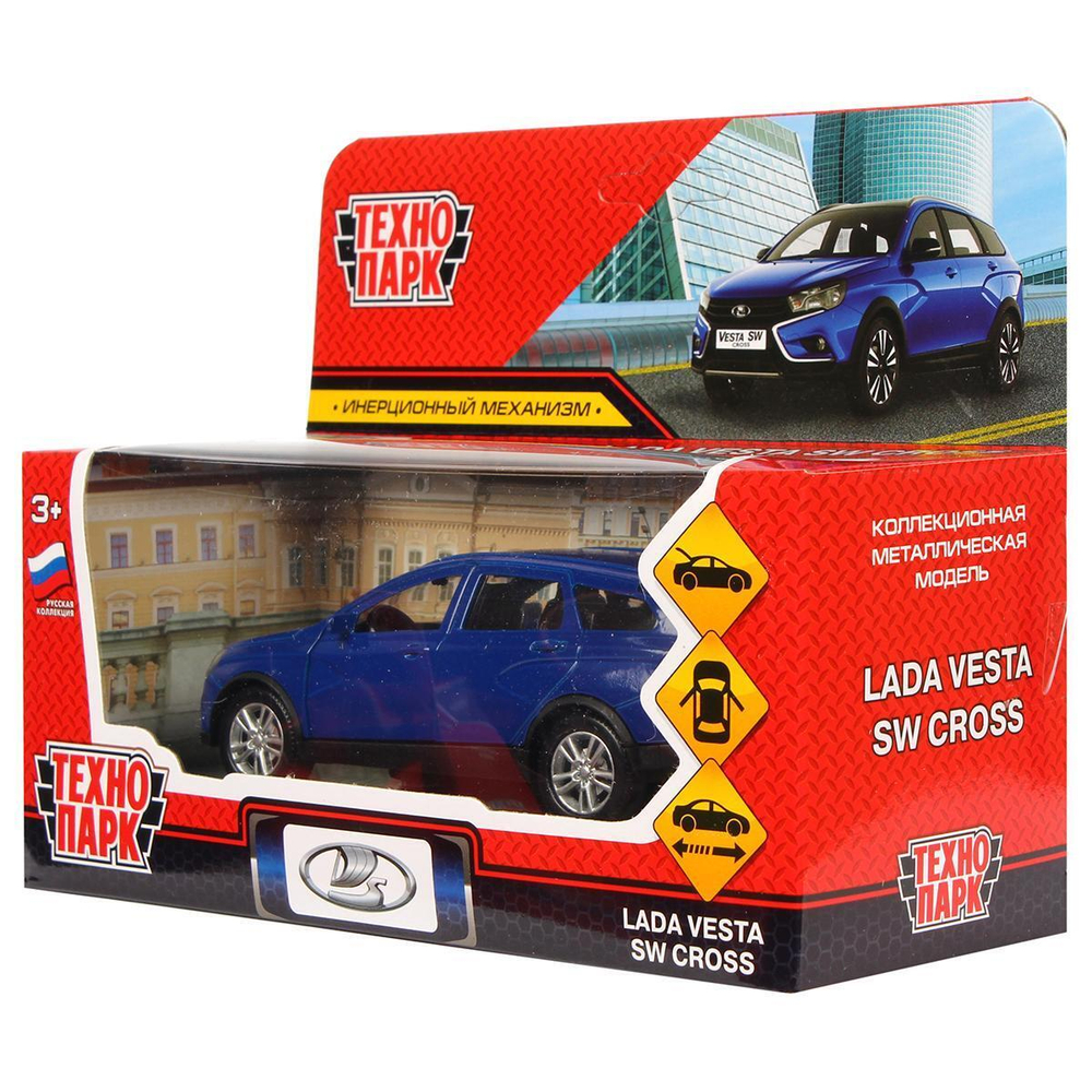 Модель ин. мет. "LADA Vesta SW Cross" 12см, двери, багаж, синий, коробка VESTA-CROSS-BU (Технопарк)