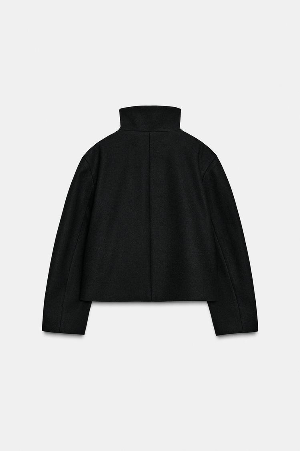 ZARA КОРОТКОЕ ПАЛЬТО С ВЫСОКИМ ВОРОТНИКОМ, ЧЕРНЫЙ