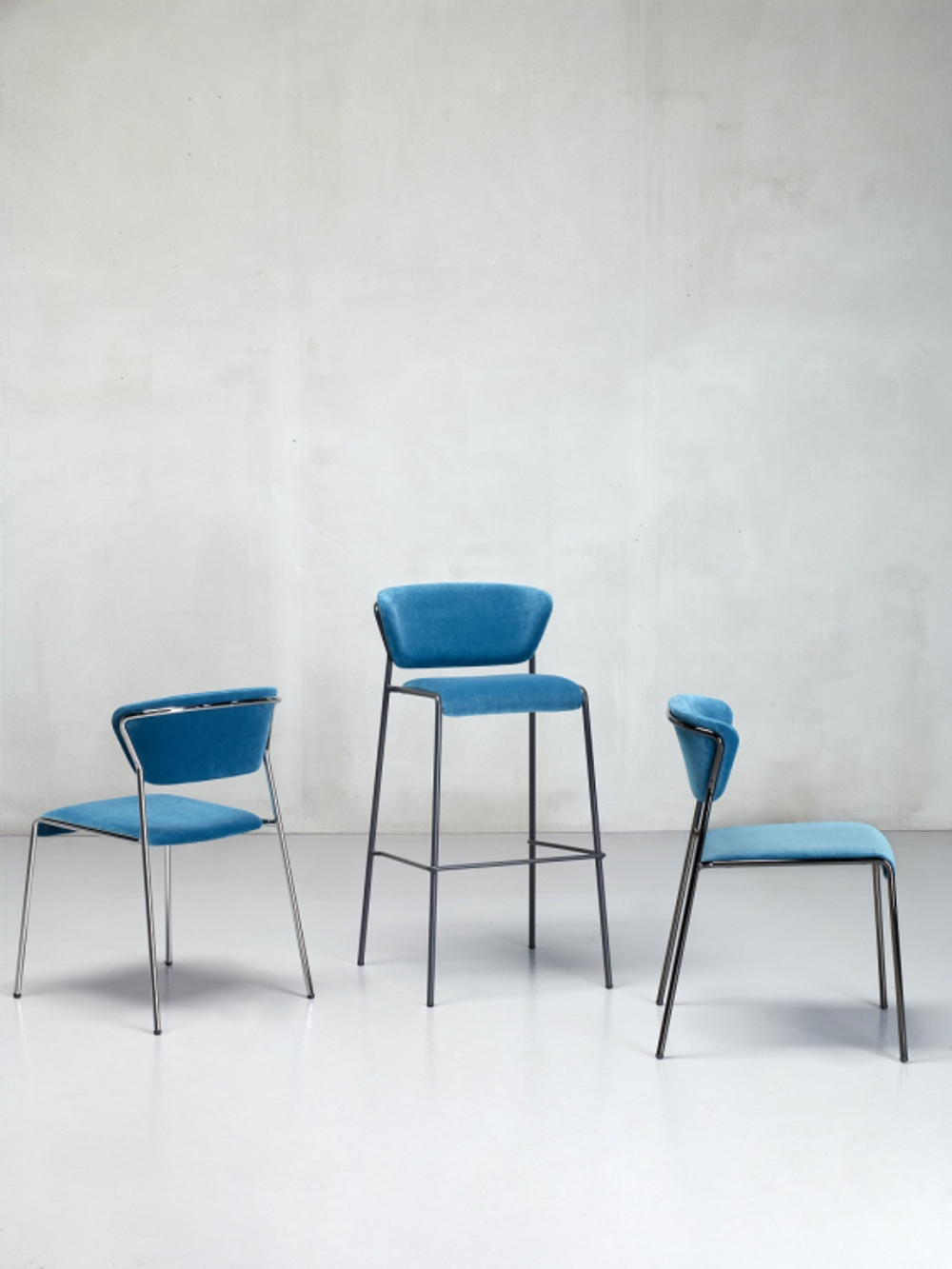 Стул с обивкой Scab Design Lisa, черный глянцевый никель, синий