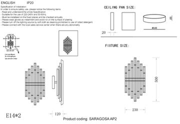 Настенный светильник Е14 Saragosa AP2 Brass/Transparente латунь Crystal Lux
