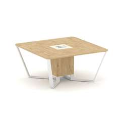 Steel Meet Стол переговорный квадратный KMK-PR.B.SP-08 Тиквуд Светлый/Ваниль Глянец/Металл Белый 160