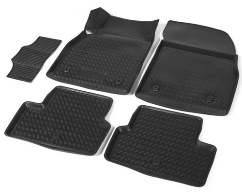 Коврики в салон автомобиля Rival для Chevrolet Cruze I поколение седан, хэтчбек, универсал 2009-2015, полиуретан, с крепежом, 5 частей, 11003001