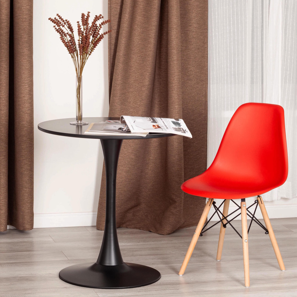 Стул CINDY (EAMES) (mod. 001) дерево бук/металл/сиденье пластик, 51x46x82см, красный/red