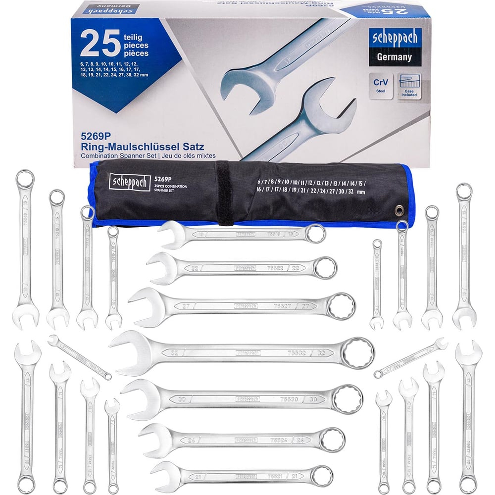 Набор ключей комбинированных Scheppach 25 предметов Sch-5269P(62815)