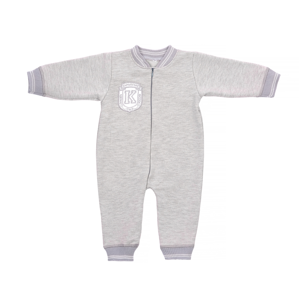 Комбинезон с начесом серый с нашивкой