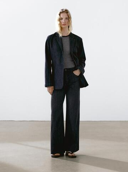Massimo Dutti Джинсы свободного кроя со средней посадкой и широкими штанинами, черный