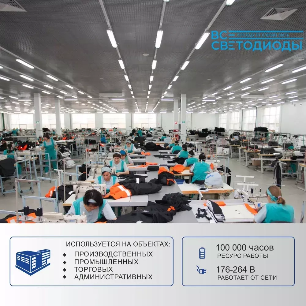 Светильник LED ДСП Айсберг 58W-7250Лм IP65 4000К прозрачн. с БАП 3ч 1262x124x85мм vs102-58-tr-4k-li3h