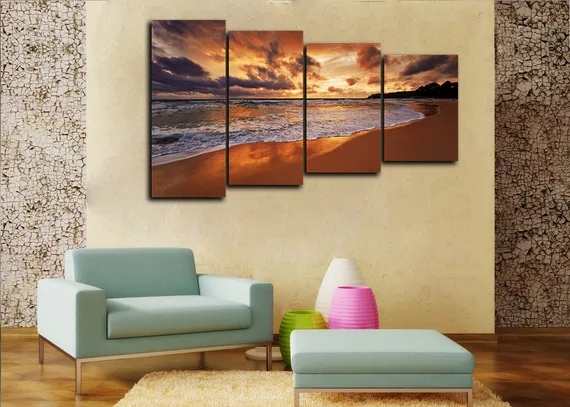 Модульная картина "Вечерний пляж"