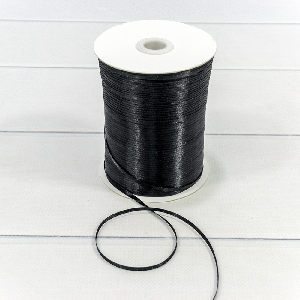 Лента Атласная 0,3см х 952м Сатин (Черный)