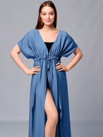 Платье длинное летнее пляжное легкое с запахом и разрезами для отдыха на море и в городе