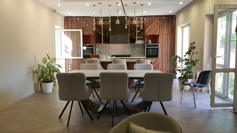 Стол DT9305CI (200-300) белый керамика KL-188/золотая пудра