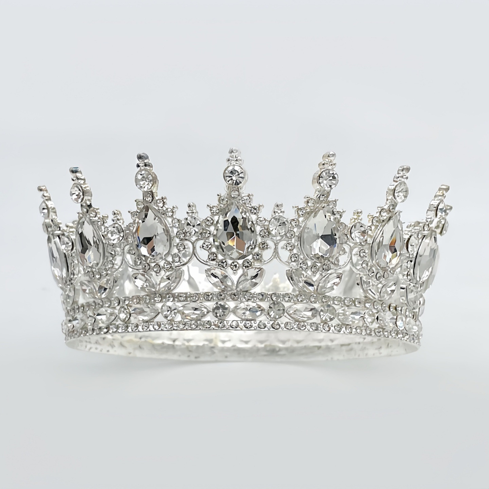 Декоративная корона на торт, серебро (Белые камни)