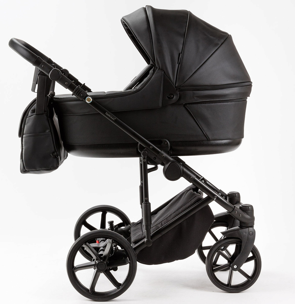Детская коляска Adamex Locco Light Deluxe 3 в 1 LL-SA02 (ЧЕРН.КОЖА)