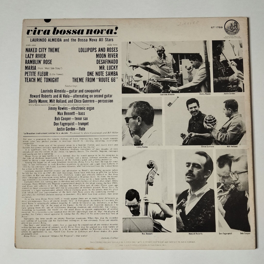 Винтажная виниловая пластинка LP Laurindo Almeida Viva Bossa Nova (USA 1962)