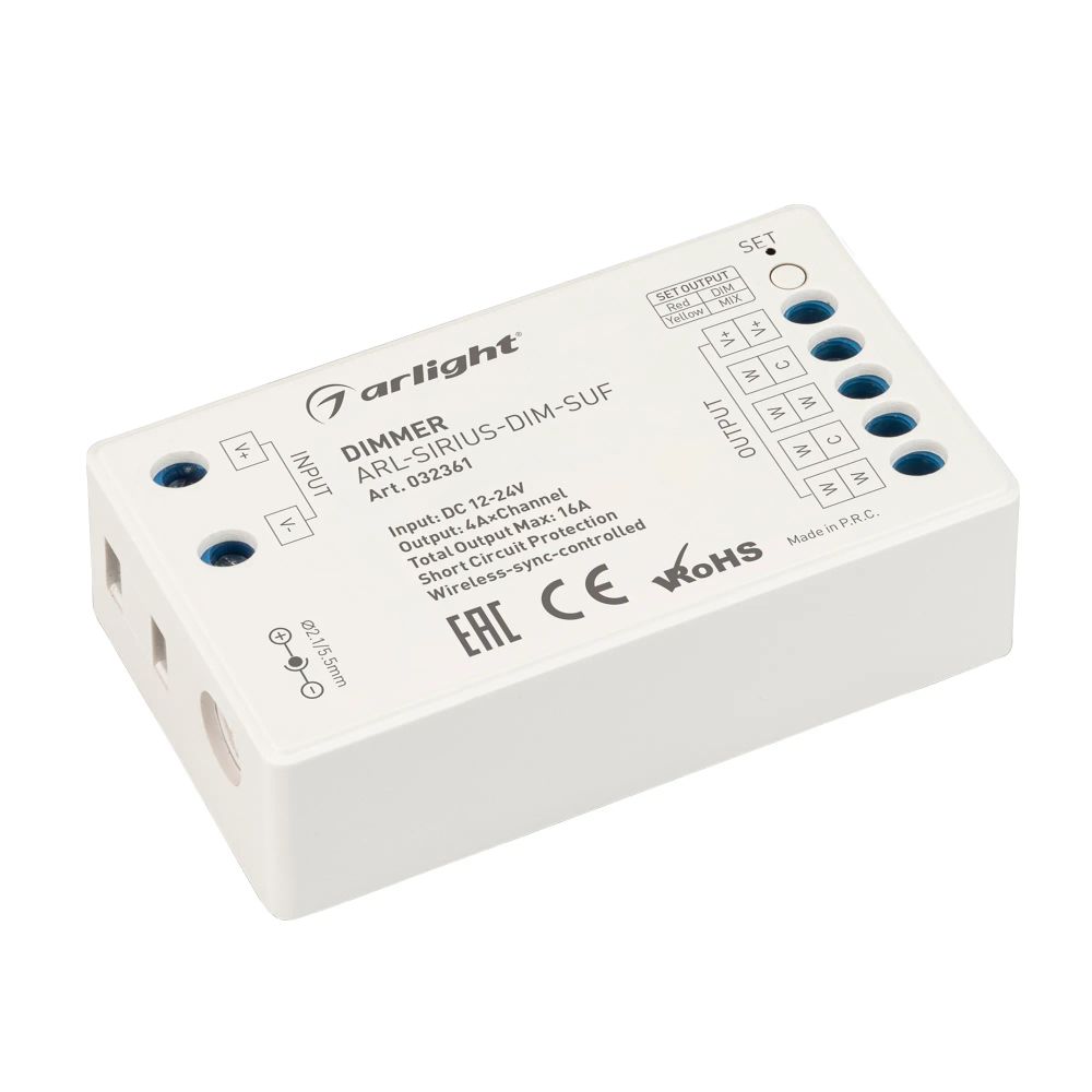 Диммер ARL-SIRIUS-DIM-SUF (12-24V, 4x4A, 2.4G) (Arlight, Контроллер) 032361