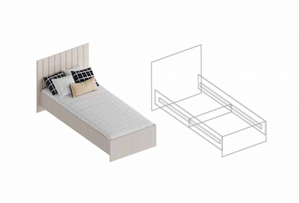 Кровать 0,9 "Тефия" (Софт сантьяго/Тефия),