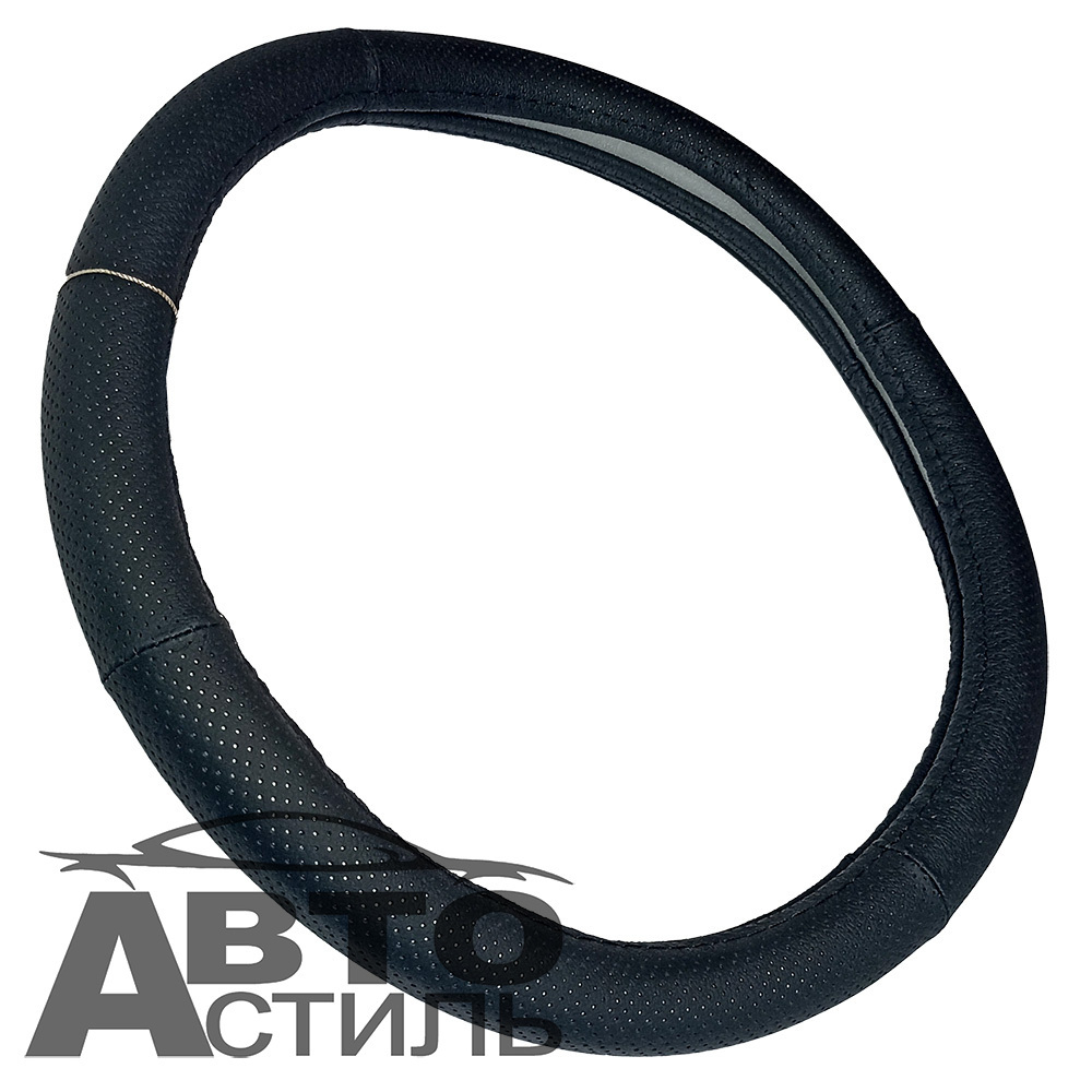 Оплетка на руль круглая Coolpart MAXIMAL (38*38) НАТУР КОЖА перф. черный/черный 7600BL-BL