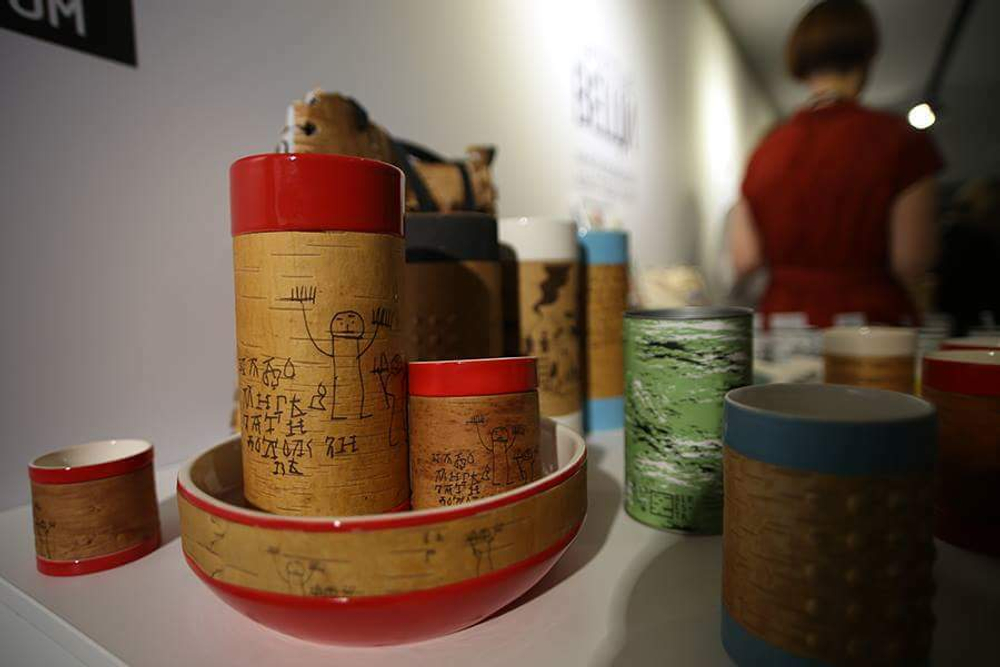 Кружка большая фарфоровая без ручки с берестой. Коллекция Онфим (Onfim)