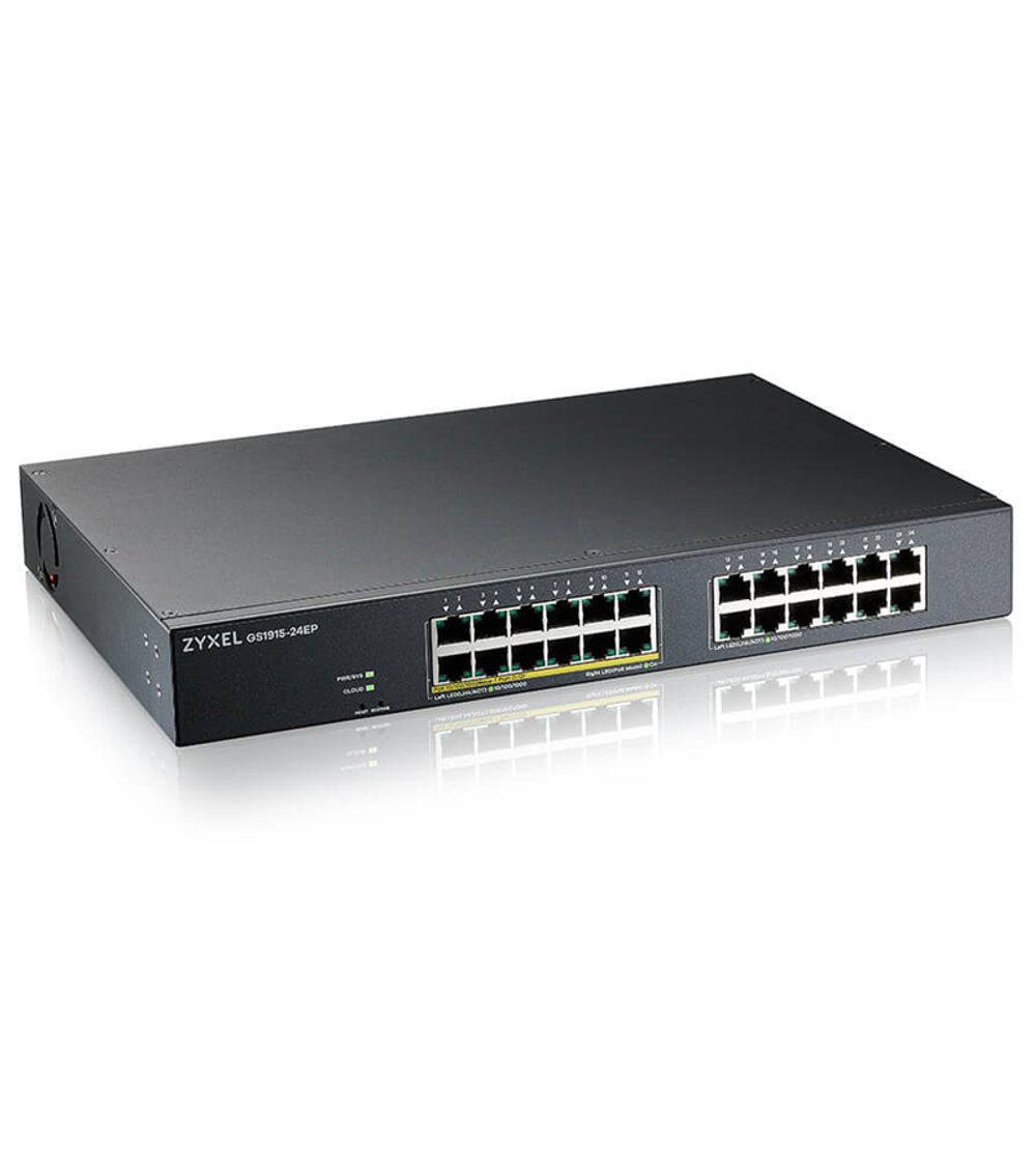 Smart L2 коммутатор PoE+ Zyxel NebulaFlex GS1915-24EP, rack 19", 24xGE (12xPoE+), бюджет PoE 130 Вт