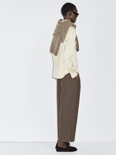 Massimo Dutti Брюки свободного кроя из смесовой шерсти, коричневый