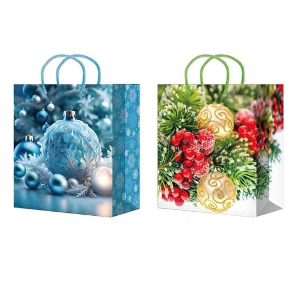 Новогодние пакеты бумажные 18х23+10см Premium (10/40шт)