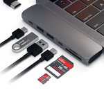 USB-Хаб Satechi Pro (USB-C) (ST-CMBP) Подключение: два коннектора USB-C. Порты: Thunderbolt 3, USB-C, 2 USB-A 3.2 Gen 1, microSD, SD, HDMI (до 4K 60 Гц)