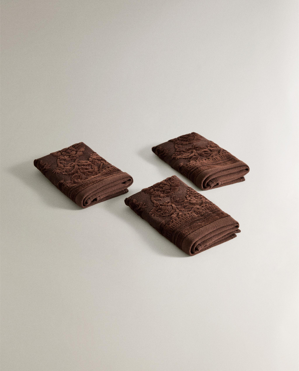 Zara Home Полотенце для лица и рук из хлопка, терракотовый, 30x30 см (3 шт.)