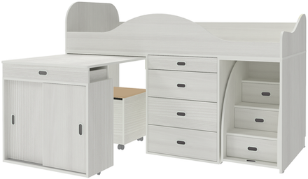 Кровать-чердак КарИВи Малыш Люкс Белое Дерево Белое Дерево