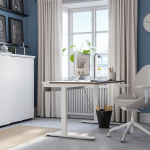 Письменный стол с регулировкой по высоте - IKEA MITTZON/МИТТЗОН ИКЕА, 140х80х65-85 см, белый/коричневый
