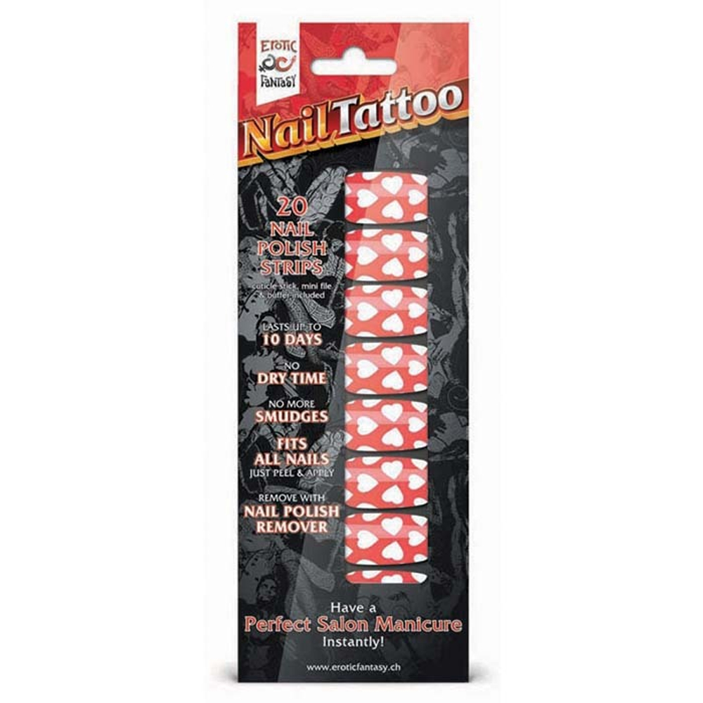 Набор лаковых полосок для ногтей Белые сердца Nail Foil