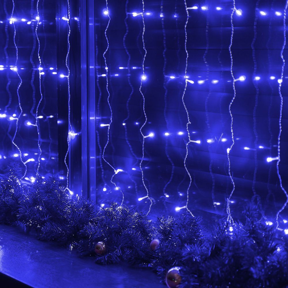 ULD-C3020-160-DTA BLUE IP20 Занавес светодиодный. 3х2м. 160 светодиодов. Синий свет. Провод прозрачный. TM Uniel