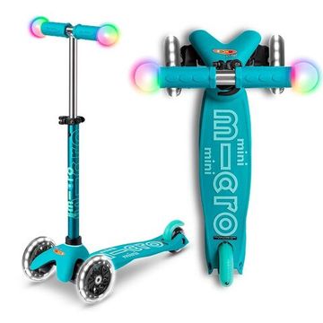 Самокат Mini Micro Deluxe Magic LED - бирюзовый