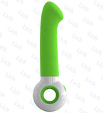 Зелено-белый вибратор O-zone с изогнутой головкой