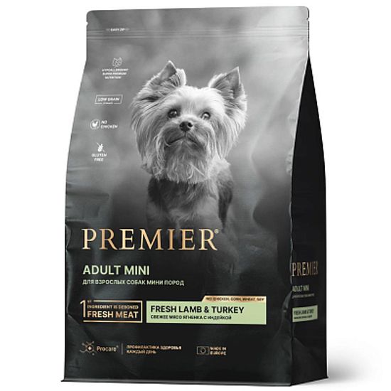 Premier Dog Lamb&Turkey ADULT Mini сухой корм для собак мелких пород с свежим мясом ягненка с индейки