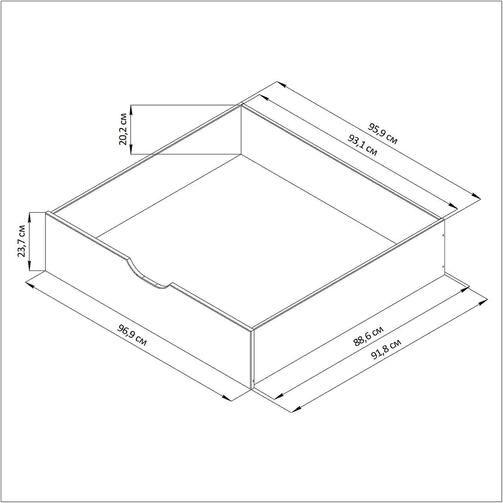 Выдвижные ящики для кровати Дана из массива сосны, 2 шт., прозрачный лак