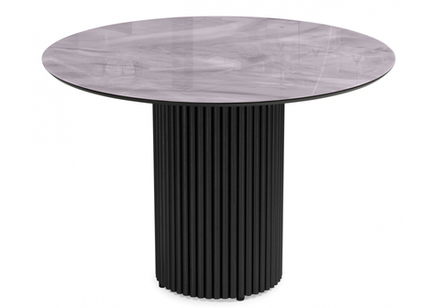 Стол стеклянный Woodville Барел 110 серый мрамор, черный, ножки черные