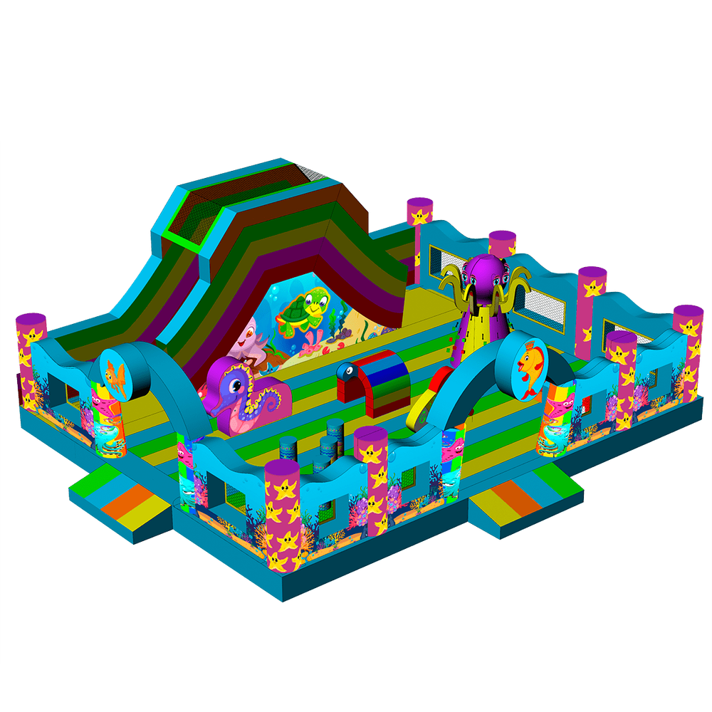 Коммерческий надувной батут "Золотая рыбка" 10*8*3,8 м.